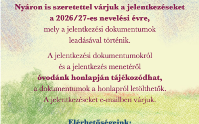 Pótjelentkezés óvodánkba 2026/27